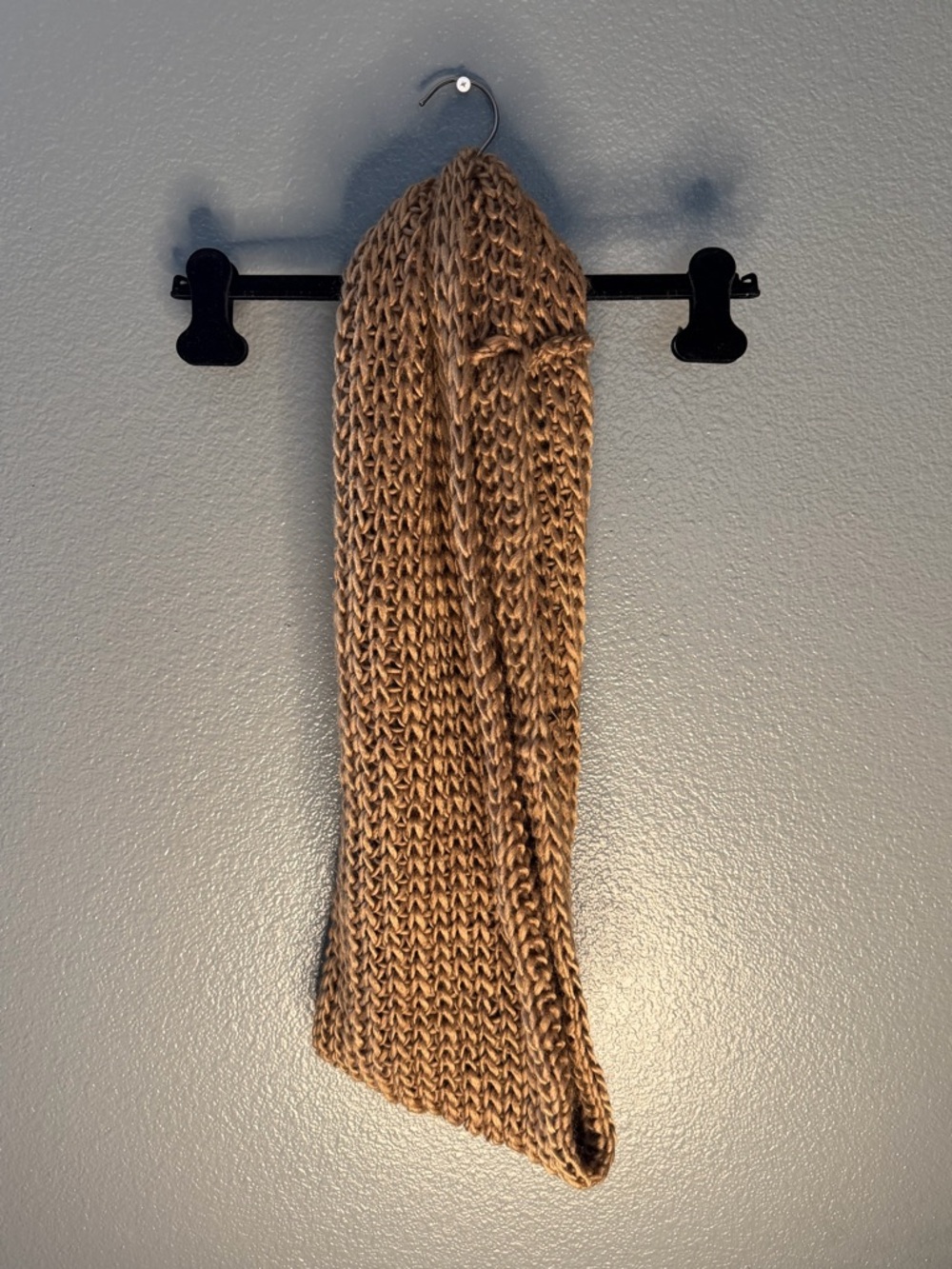 Chunky Knit Scarf in Camel Brown/ GREEN shade